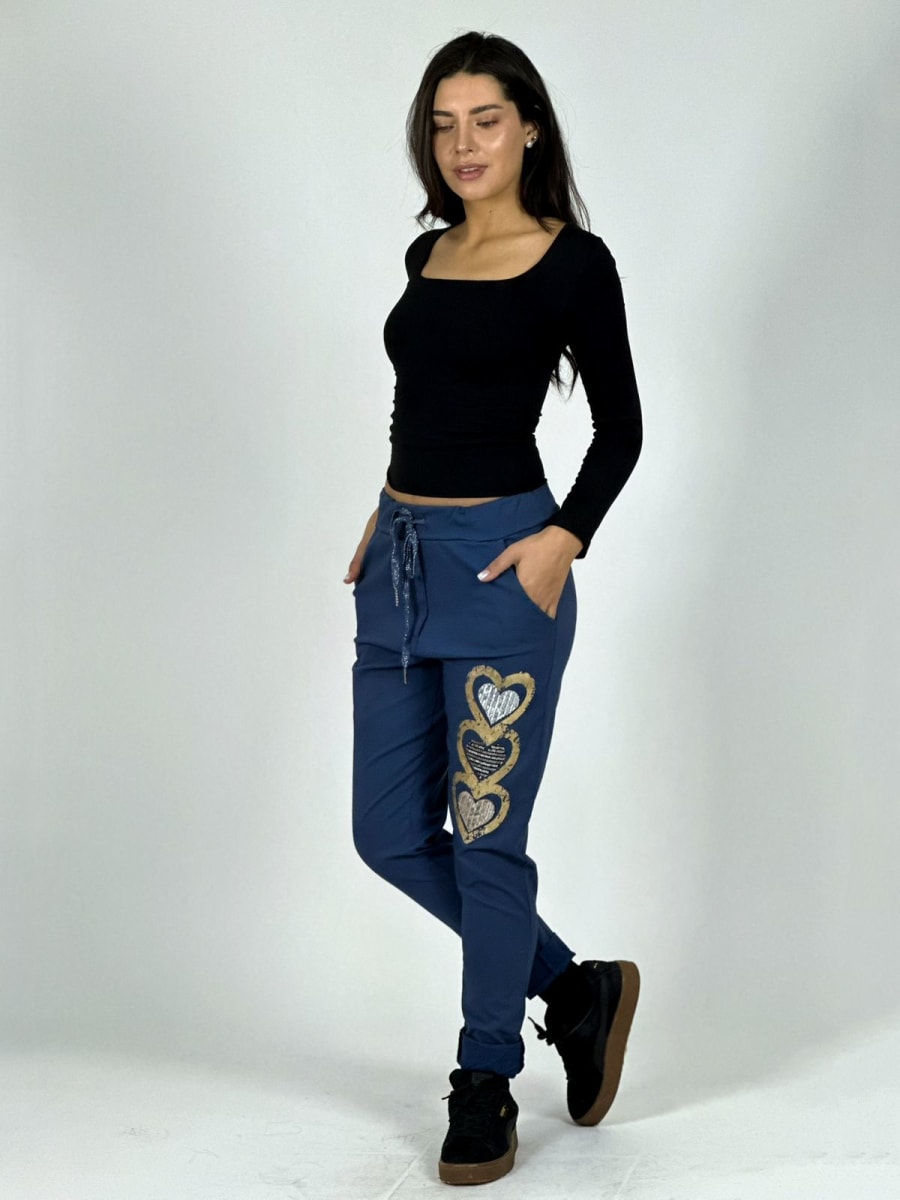 Jogger Italiano Estampado Triple Corazon Brillante A1-3525