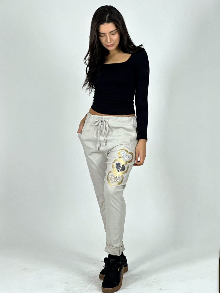 Jogger Italiano Estampado Triple Corazon Brillante A1-3522