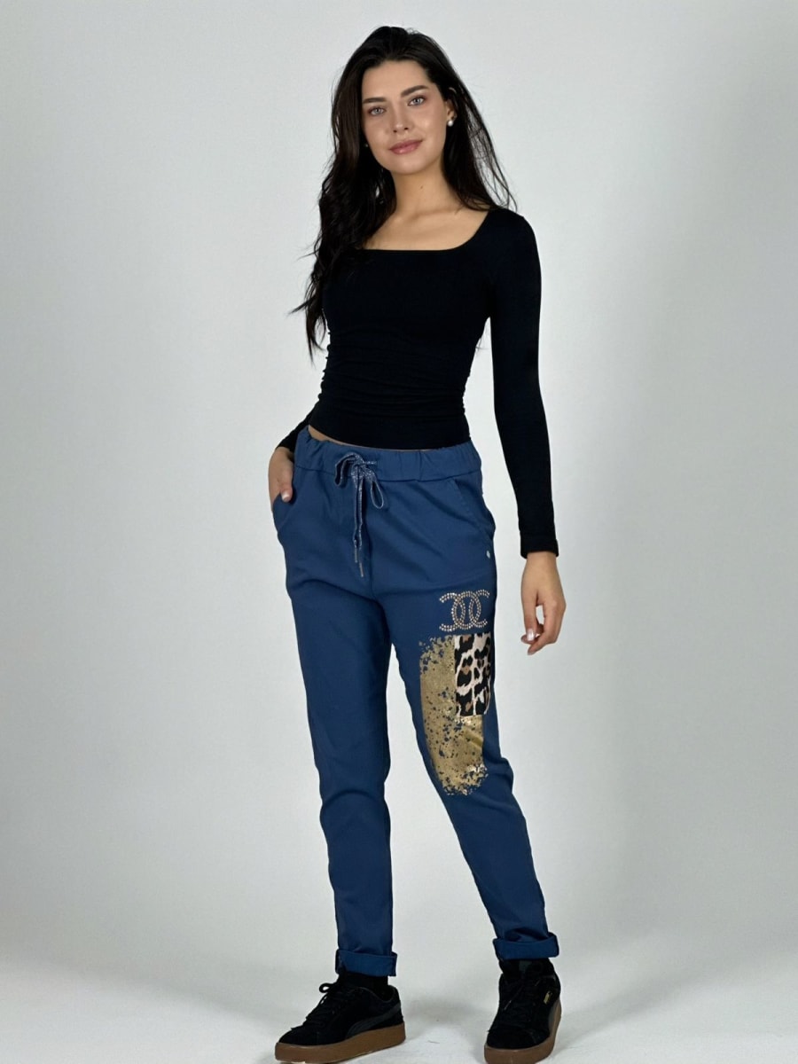 Jogger Italiano Cuadro print Letras Brillantes A2-57/617