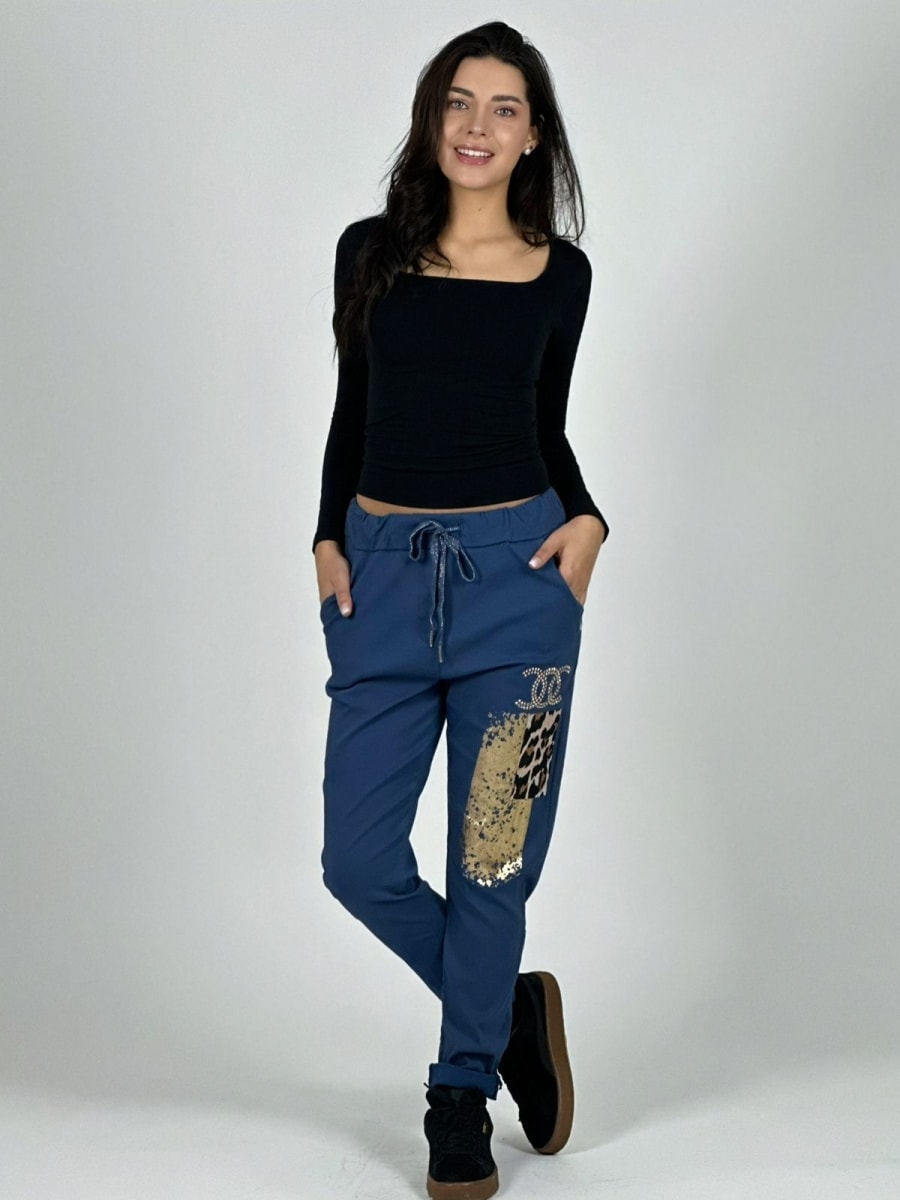 Jogger Italiano Cuadro print Letras Brillantes A2-57/616