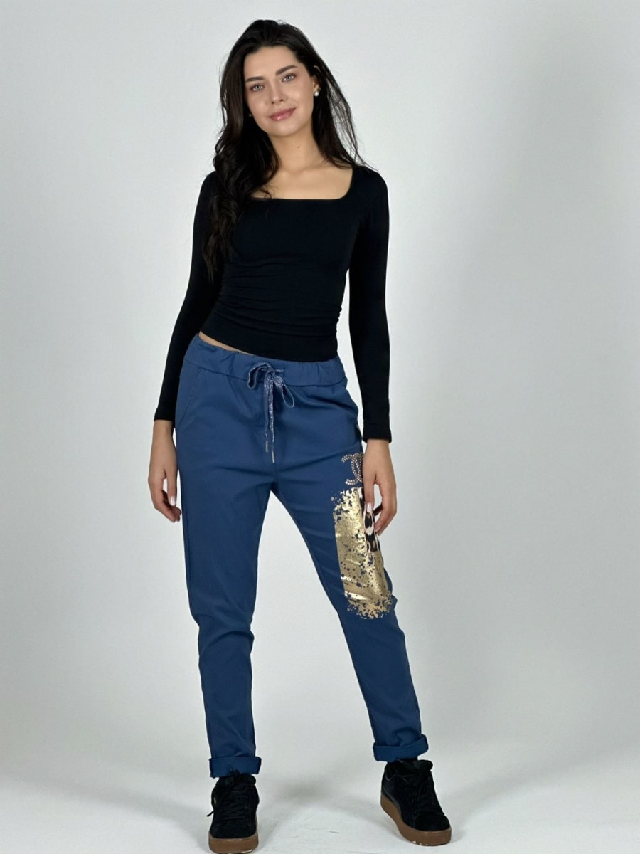 Jogger Italiano Cuadro print Letras Brillantes A2-57/615