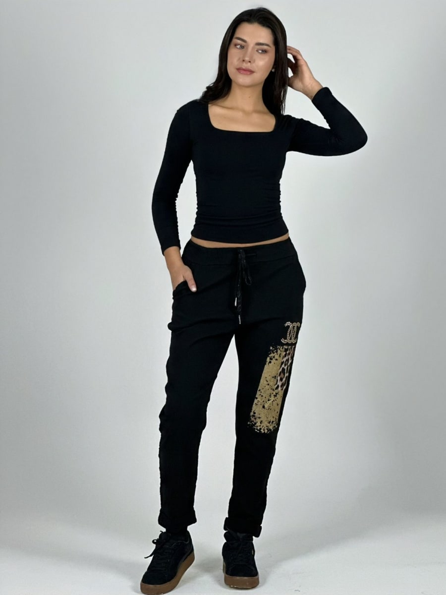 Jogger Italiano Cuadro print Letras Brillantes A2-57/6117