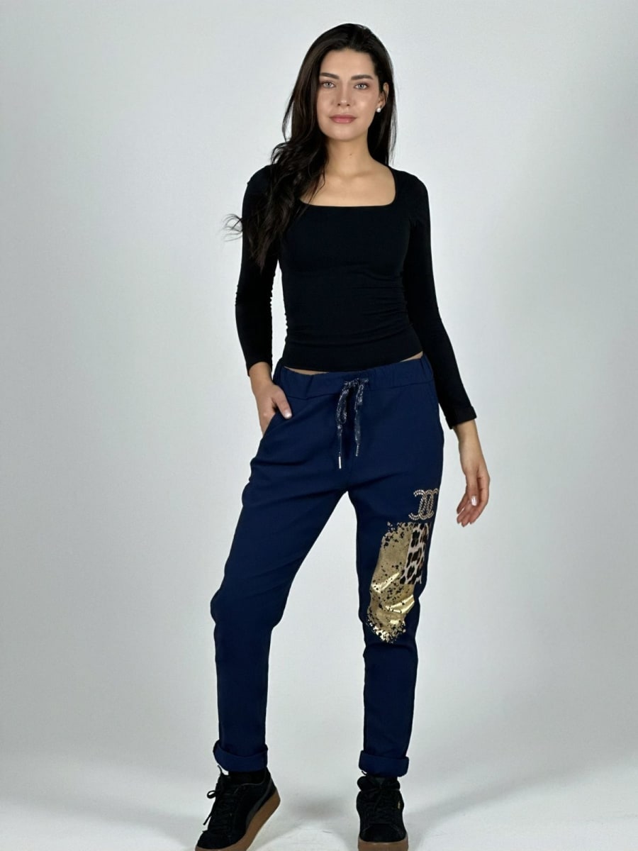 Jogger Italiano Cuadro print Letras Brillantes A2-57/6123