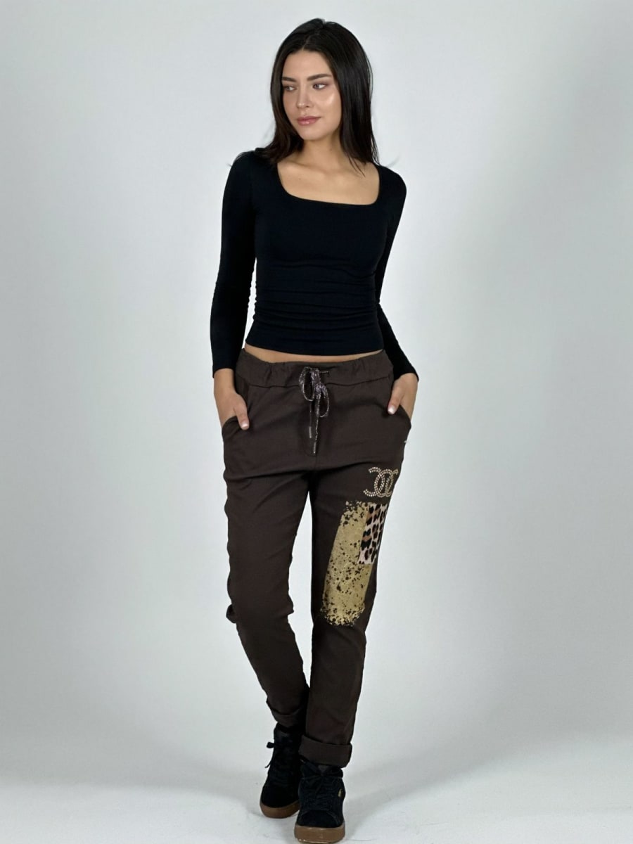 Jogger Italiano Cuadro print Letras Brillantes A2-57/6129