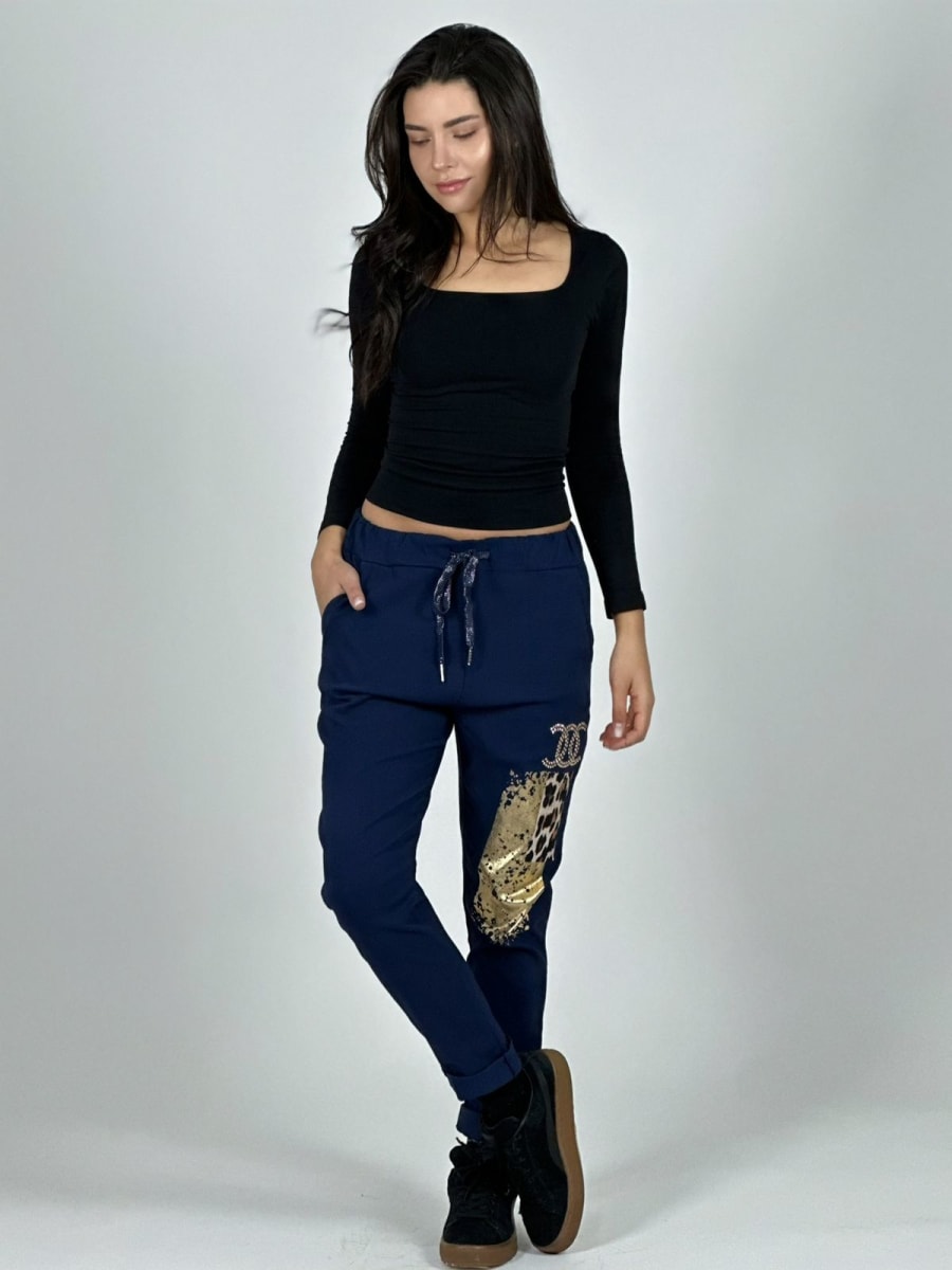 Jogger Italiano Cuadro print Letras Brillantes A2-57/6124