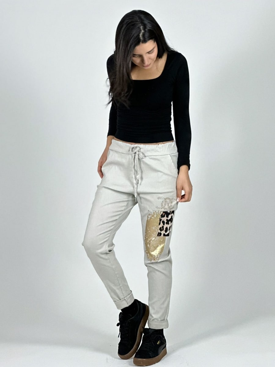 Jogger Italiano Cuadro print Letras Brillantes A2-57/6127