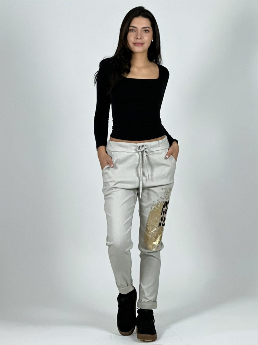 Jogger Italiano Cuadro print Letras Brillantes A2-57/6126