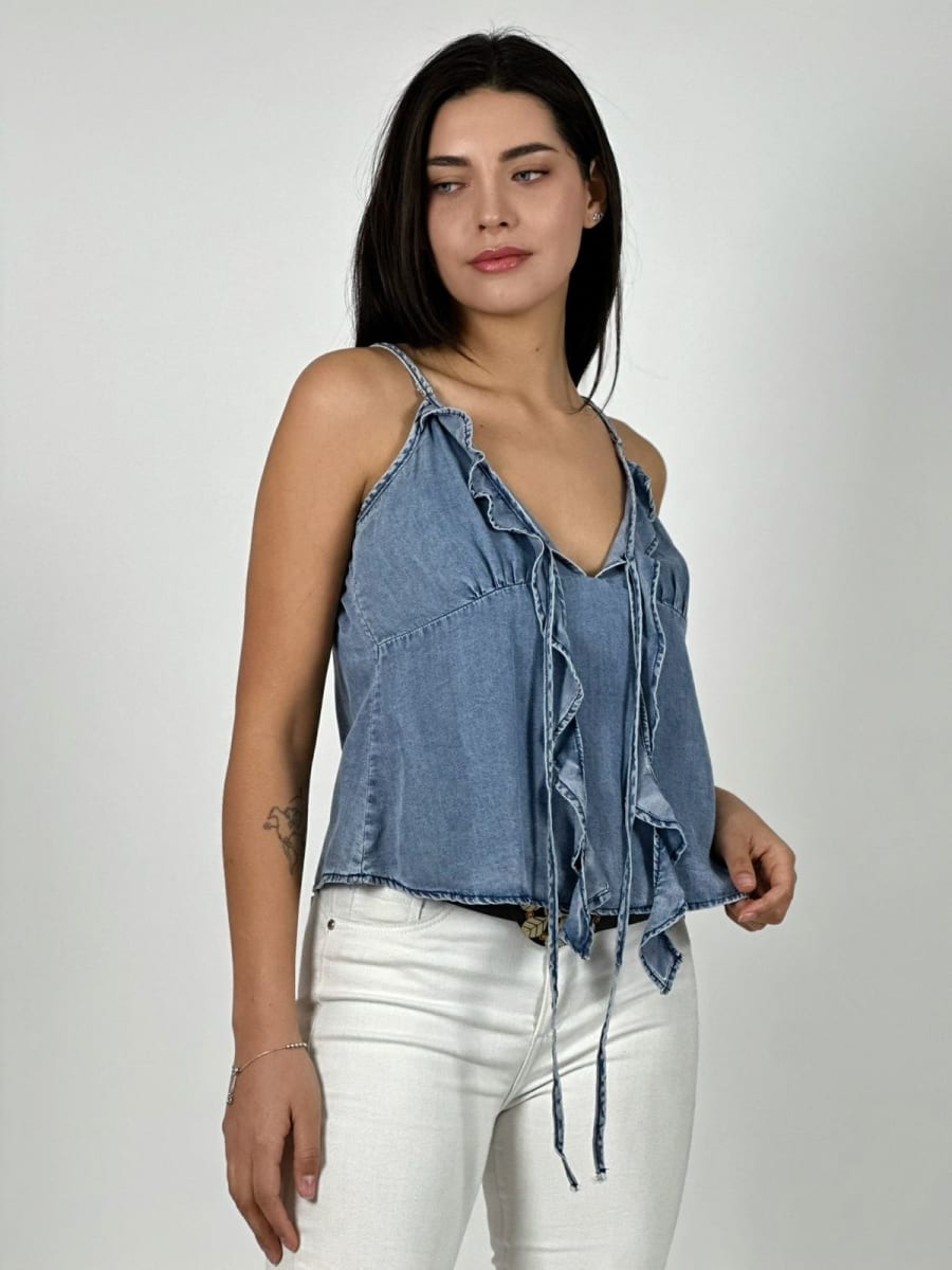 Blusa Top Mezclilla Amarrada A3-821