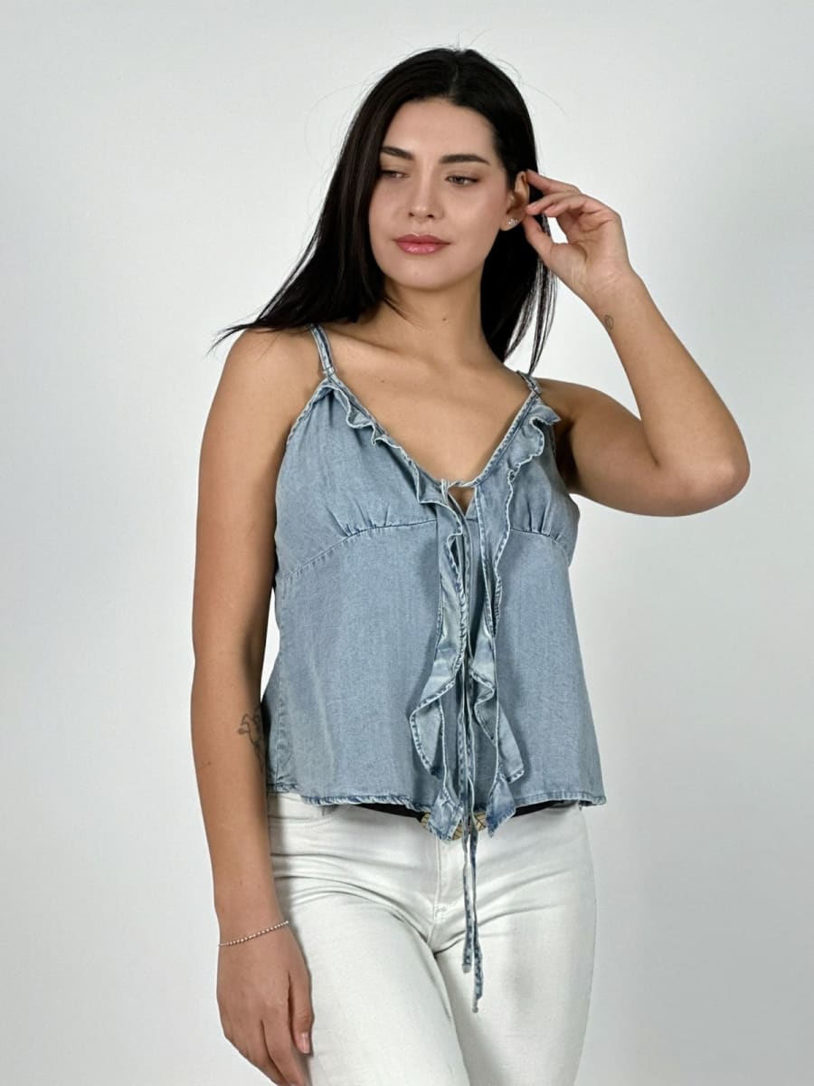 Blusa Top Mezclilla Amarrada A3-825