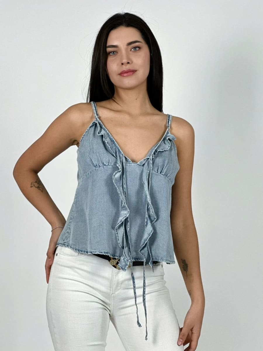 Blusa Top Mezclilla Amarrada A3-824
