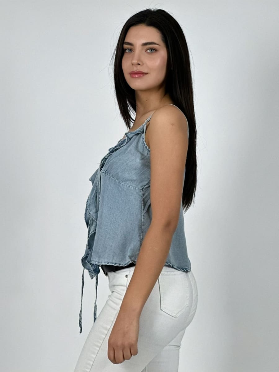 Blusa Top Mezclilla Amarrada A3-826