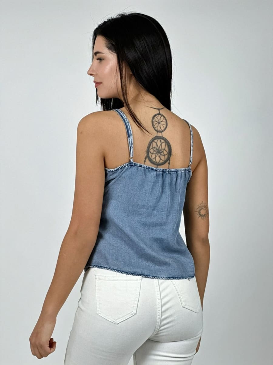 Blusa Top Mezclilla Amarrada A3-823