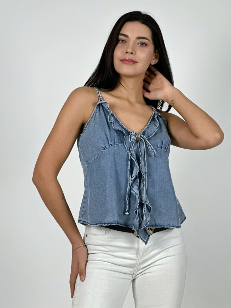 Blusa Top Mezclilla Amarrada A3-822