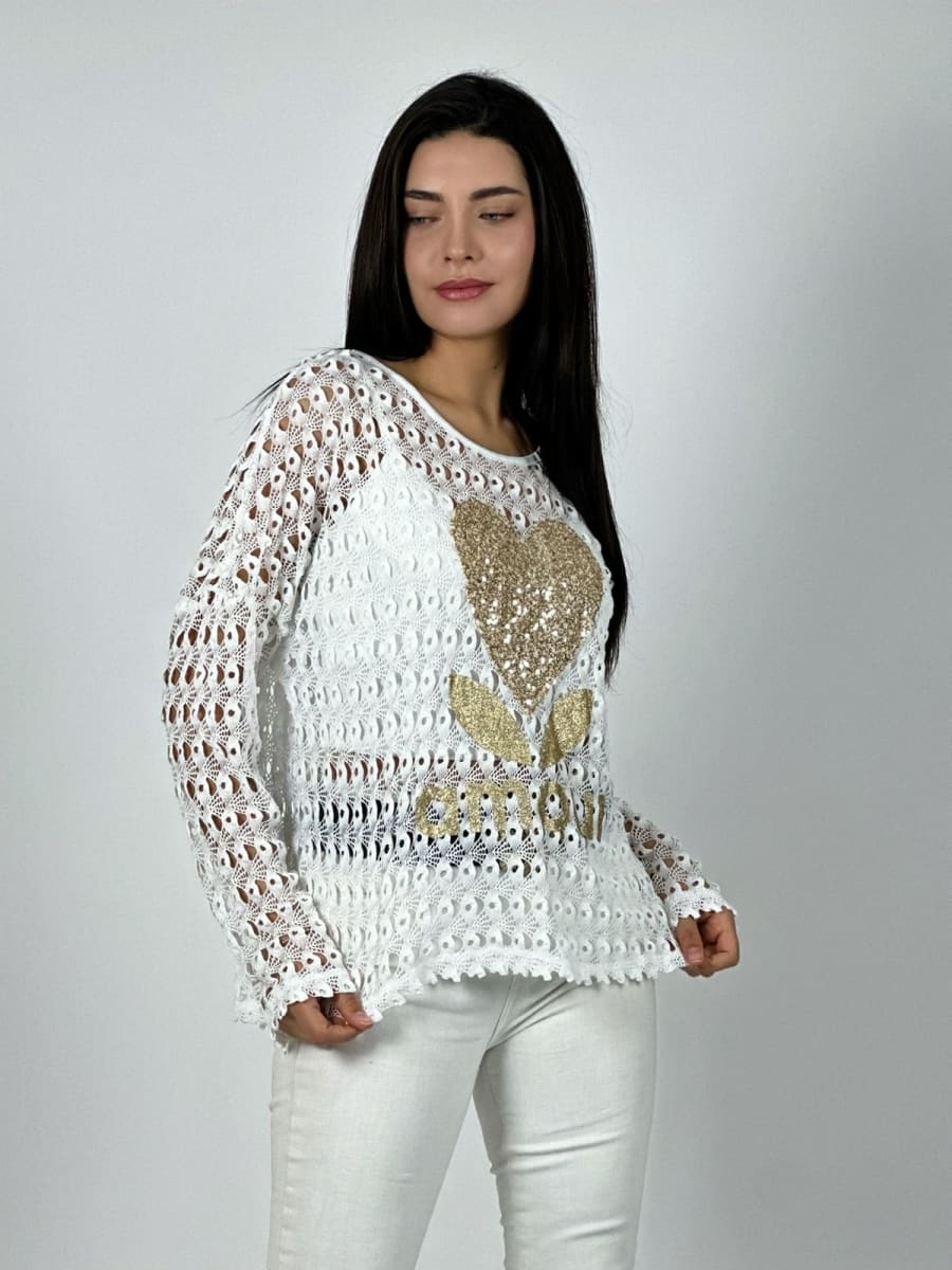 Polera de Hilo Corazon Brillante AMOUR A1-112