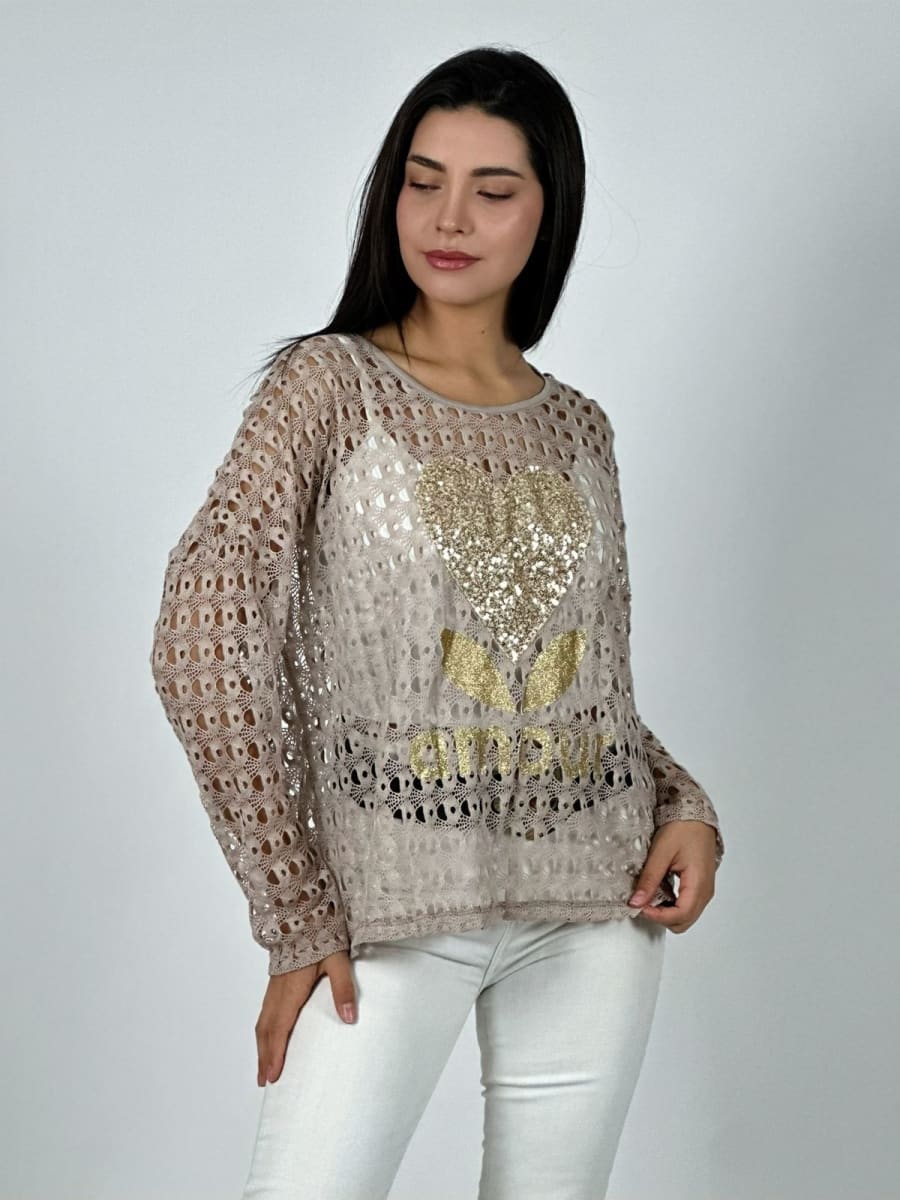 Polera de Hilo Corazon Brillante AMOUR A1-1112