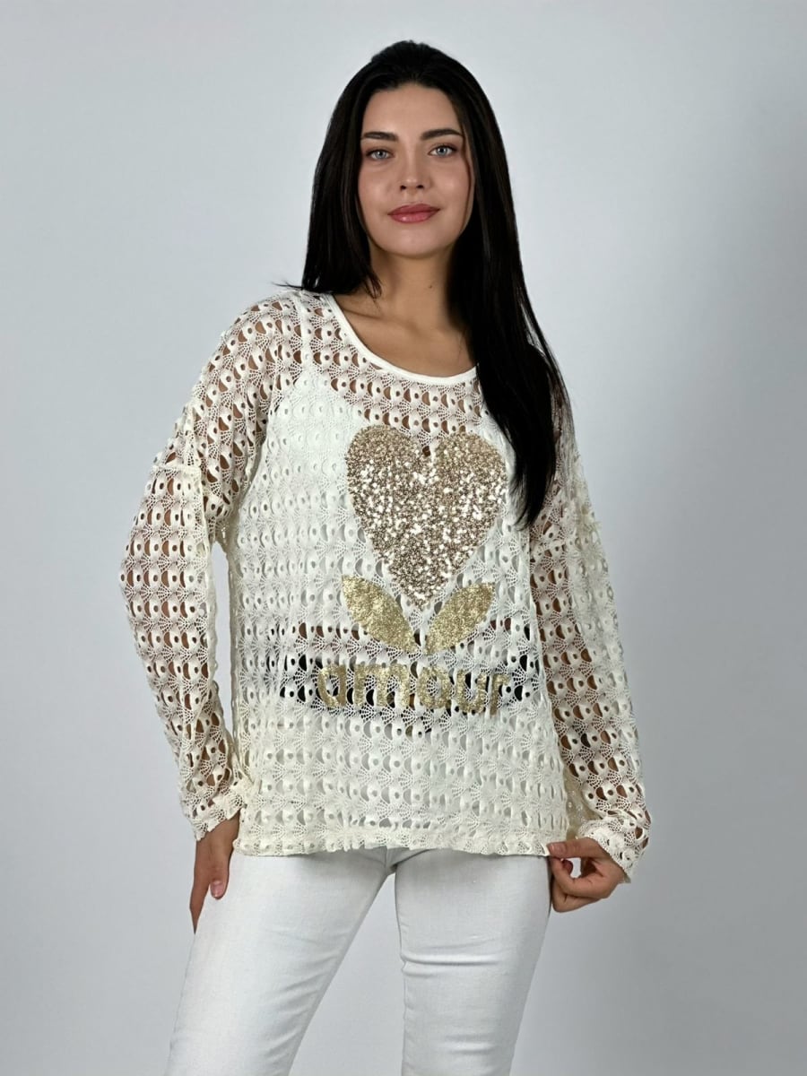 Polera de Hilo Corazon Brillante AMOUR A1-117