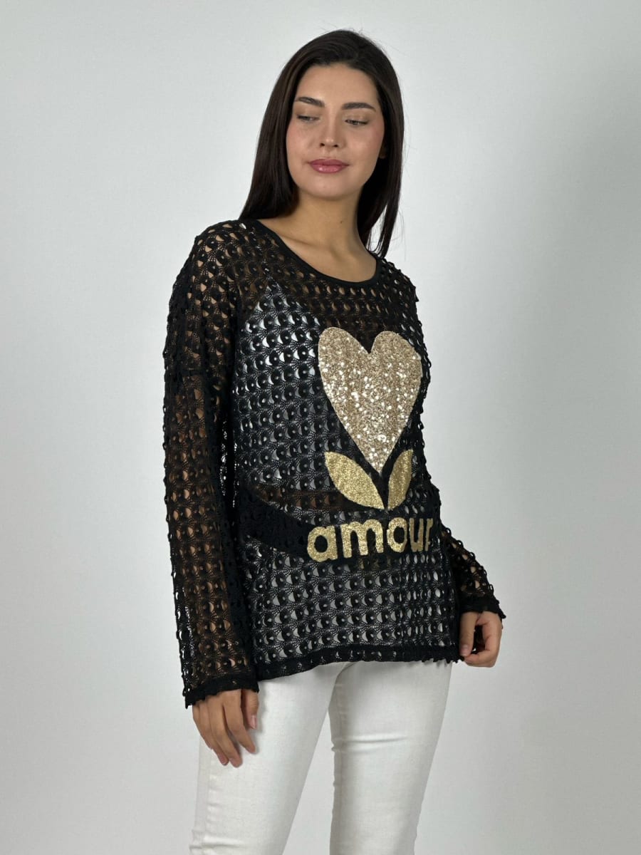 Polera de Hilo Corazon Brillante AMOUR A1-115