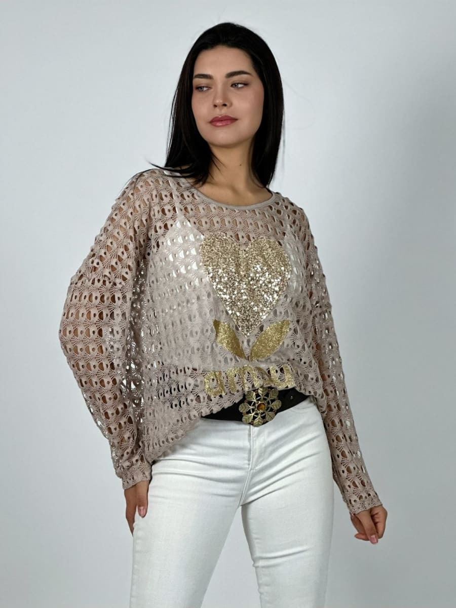 Polera de Hilo Corazon Brillante AMOUR A1-1110