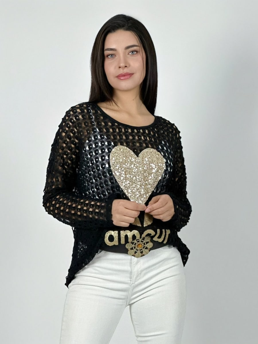 Polera de Hilo Corazon Brillante AMOUR A1-114