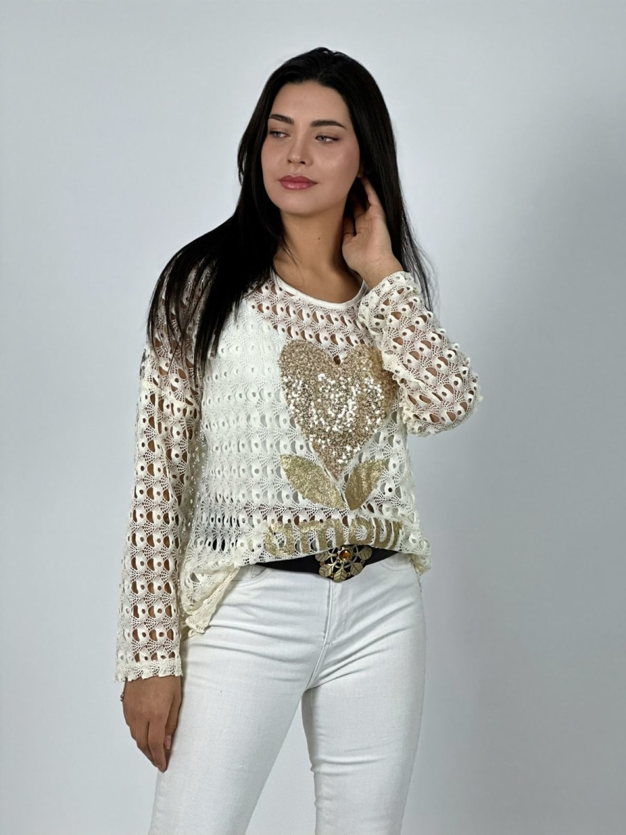 Polera de Hilo Corazon Brillante AMOUR A1-118