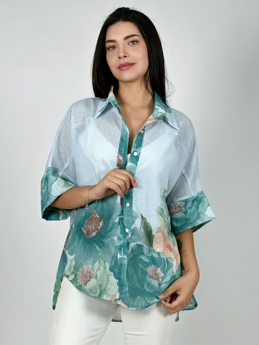 Blusa Lino Estampado de Flores A1-274