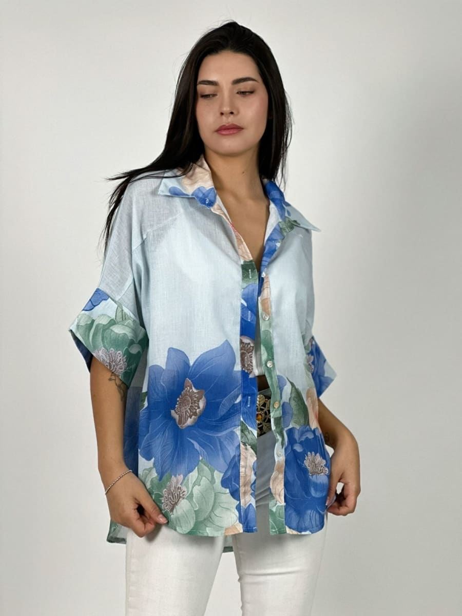 Blusa Lino Estampado de Flores A1-271