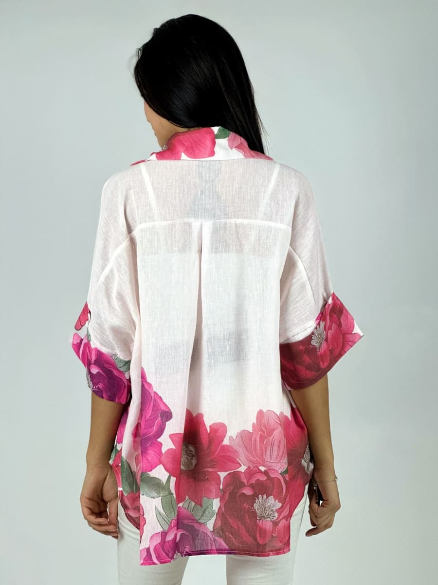 Blusa Lino Estampado de Flores A1-279