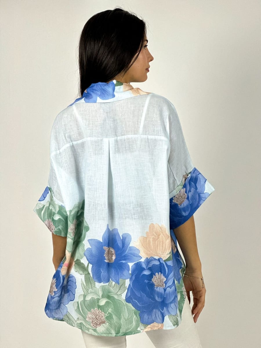 Blusa Lino Estampado de Flores A1-273
