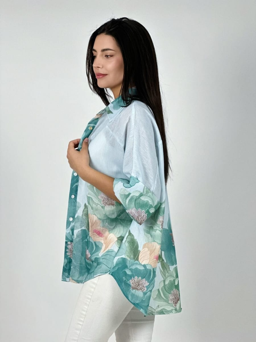 Blusa Lino Estampado de Flores A1-276