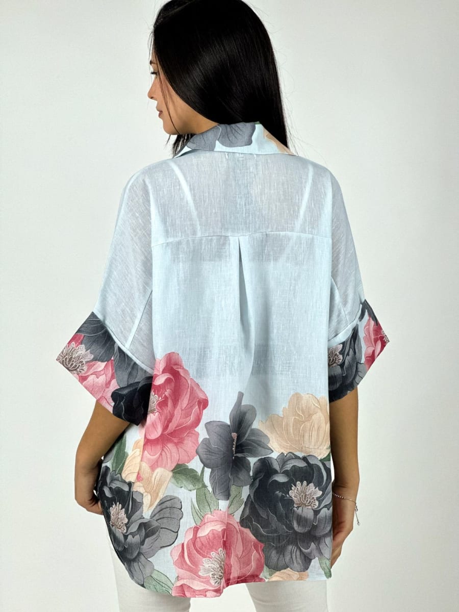 Blusa Lino Estampado de Flores A1-2712