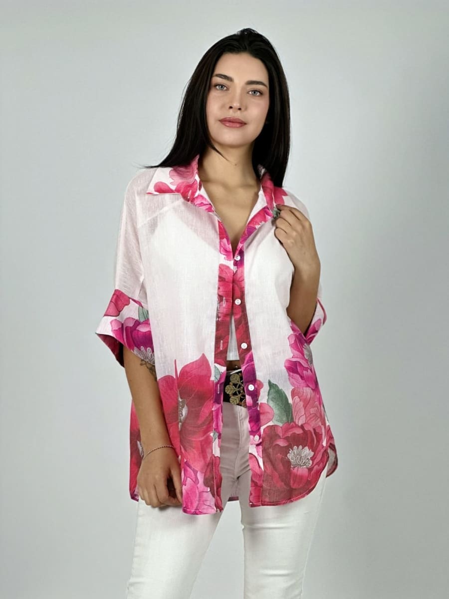 Blusa Lino Estampado de Flores A1-278