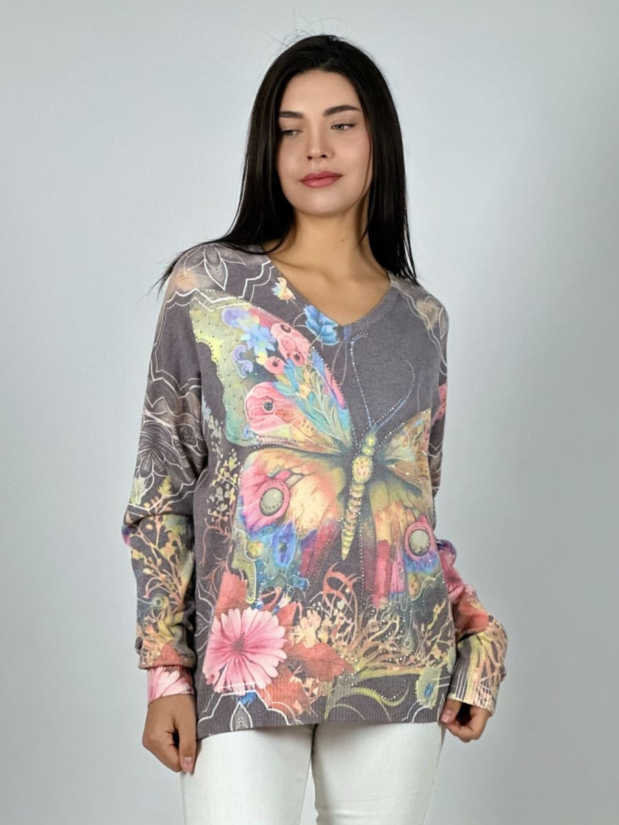 Sweater Spandex Maripos Brillante con Flores A1-249
