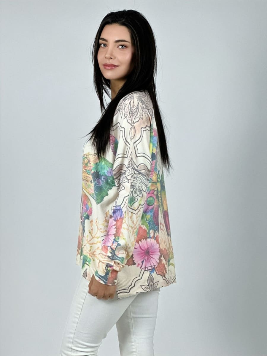 Sweater Spandex Maripos Brillante con Flores A1-246
