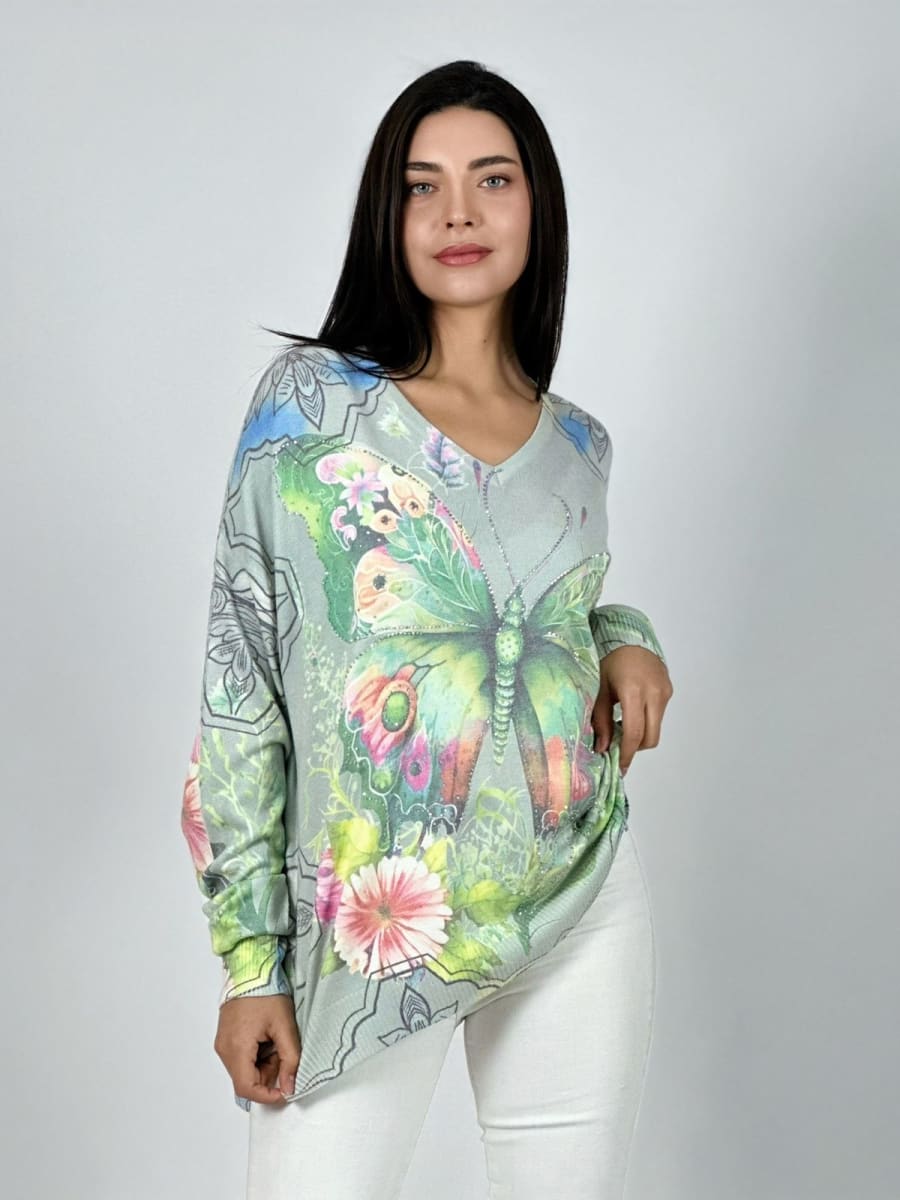 Sweater Spandex Maripos Brillante con Flores A1-2411