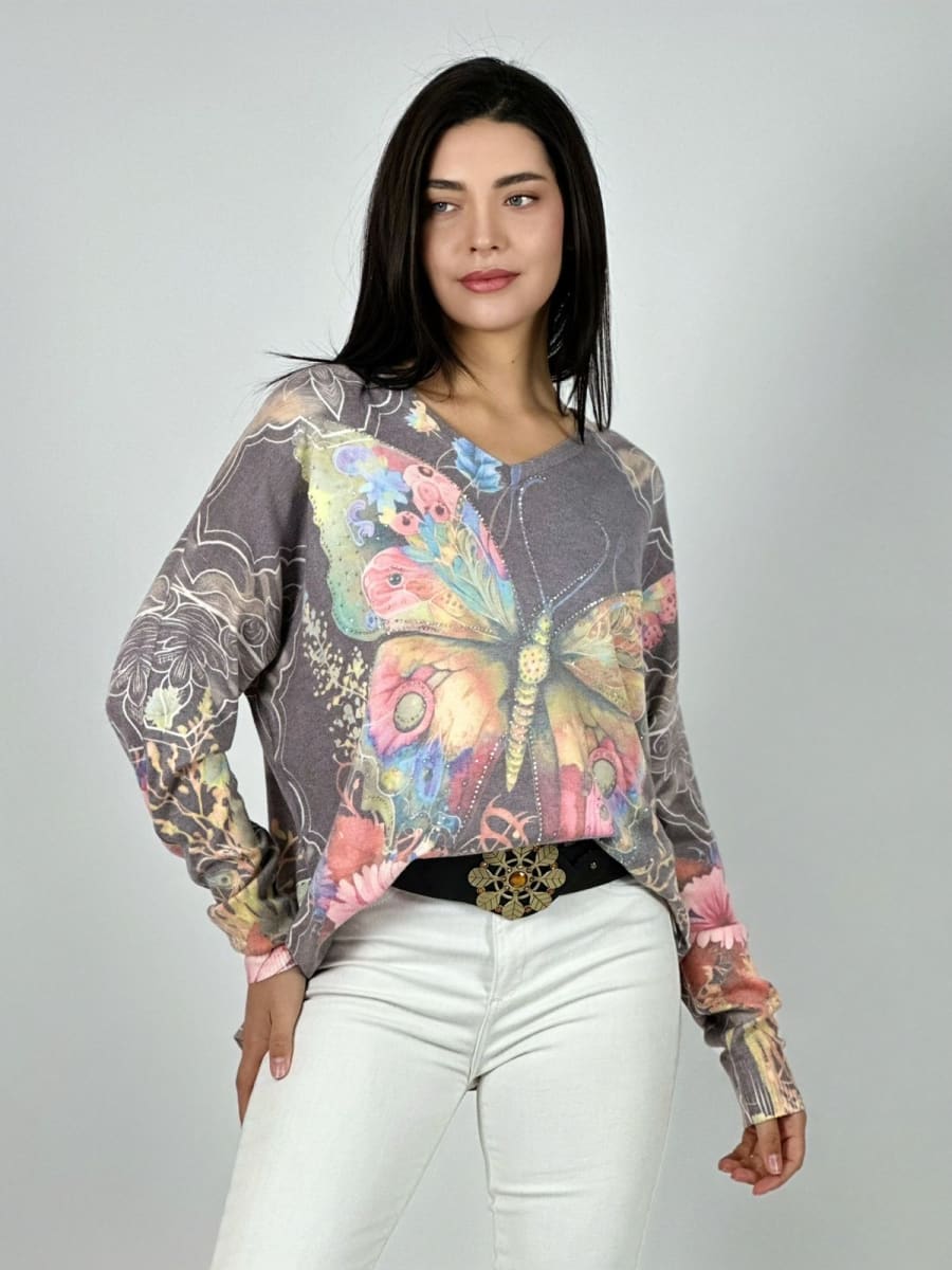 Sweater Spandex Maripos Brillante con Flores A1-248