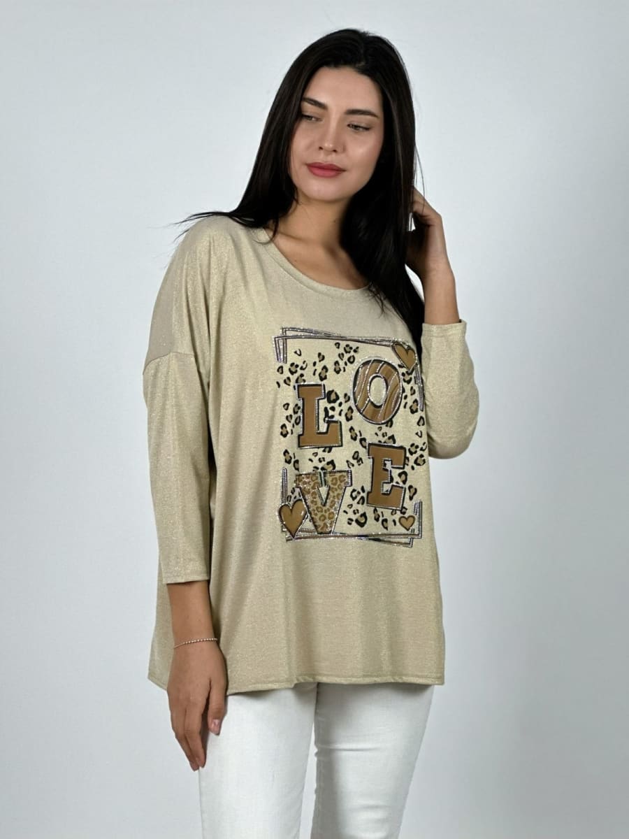 Polera Acetato LOVE Print con Corazones A1-89