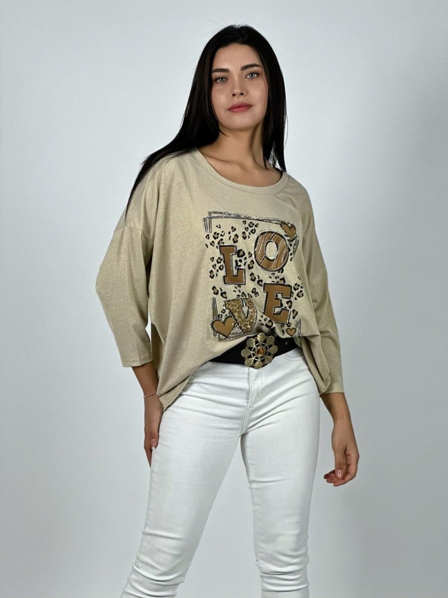 Polera Acetato LOVE Print con Corazones A1-810