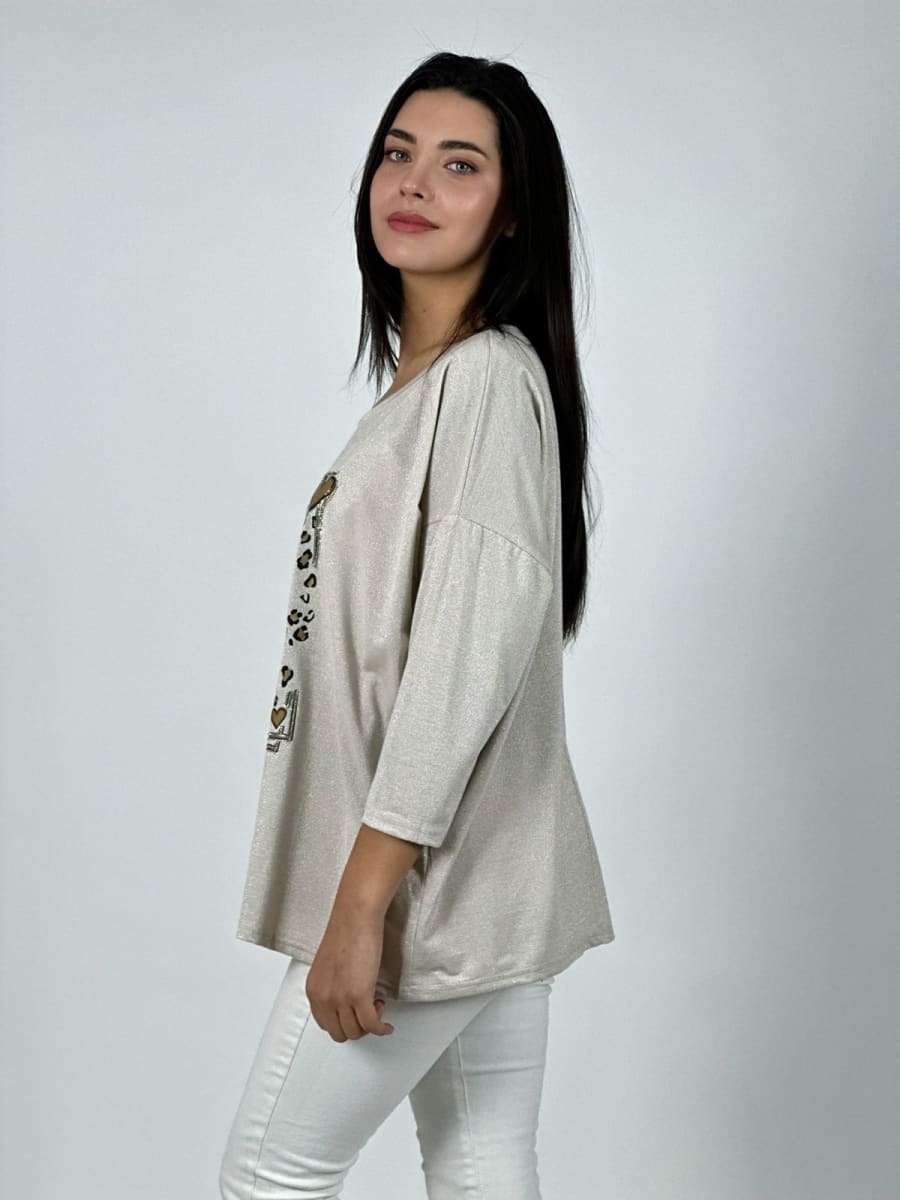 Polera Acetato LOVE Print con Corazones A1-86