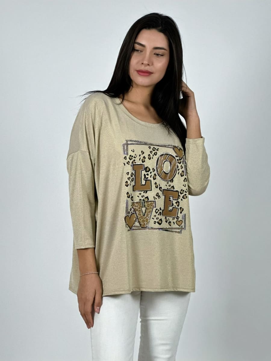 Polera Acetato LOVE Print con Corazones A1-811