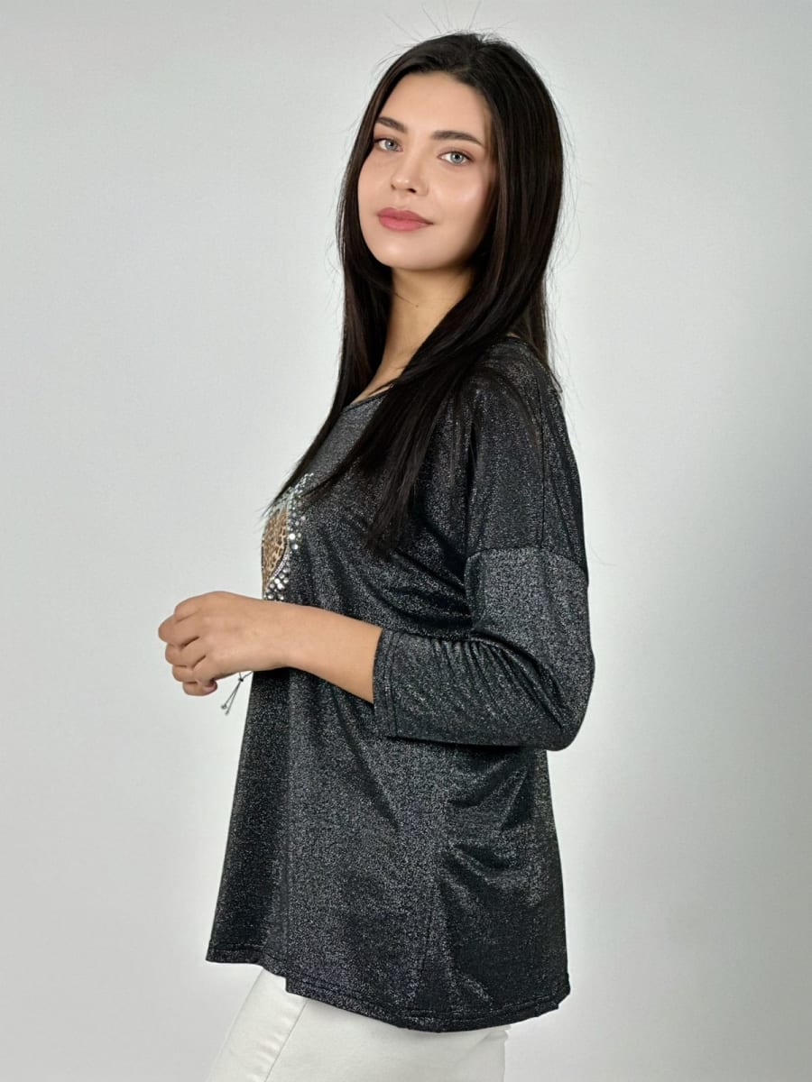 Polera Aceta Corazon Print Con Brillos A1-166