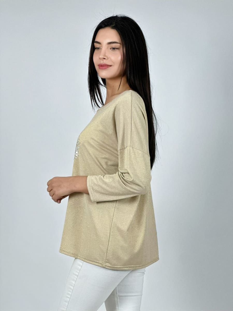 Polera Aceta Corazon Print Con Brillos A1-163