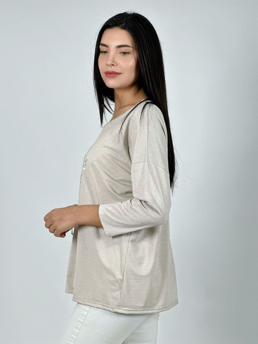 Polera Aceta Corazon Print Con Brillos A1-169