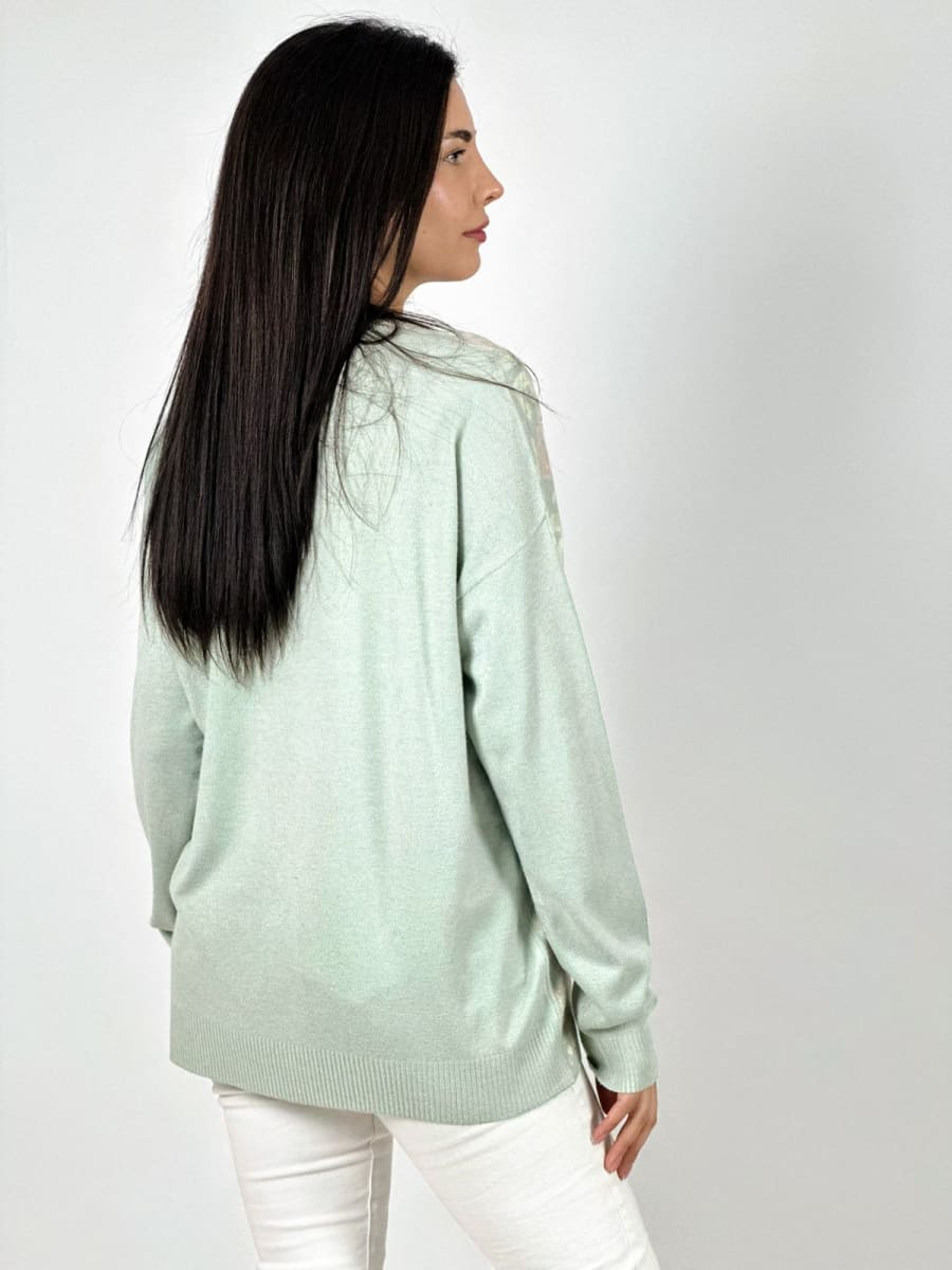 Sweater Spandex Print Con Flores y Brillos A1-2315