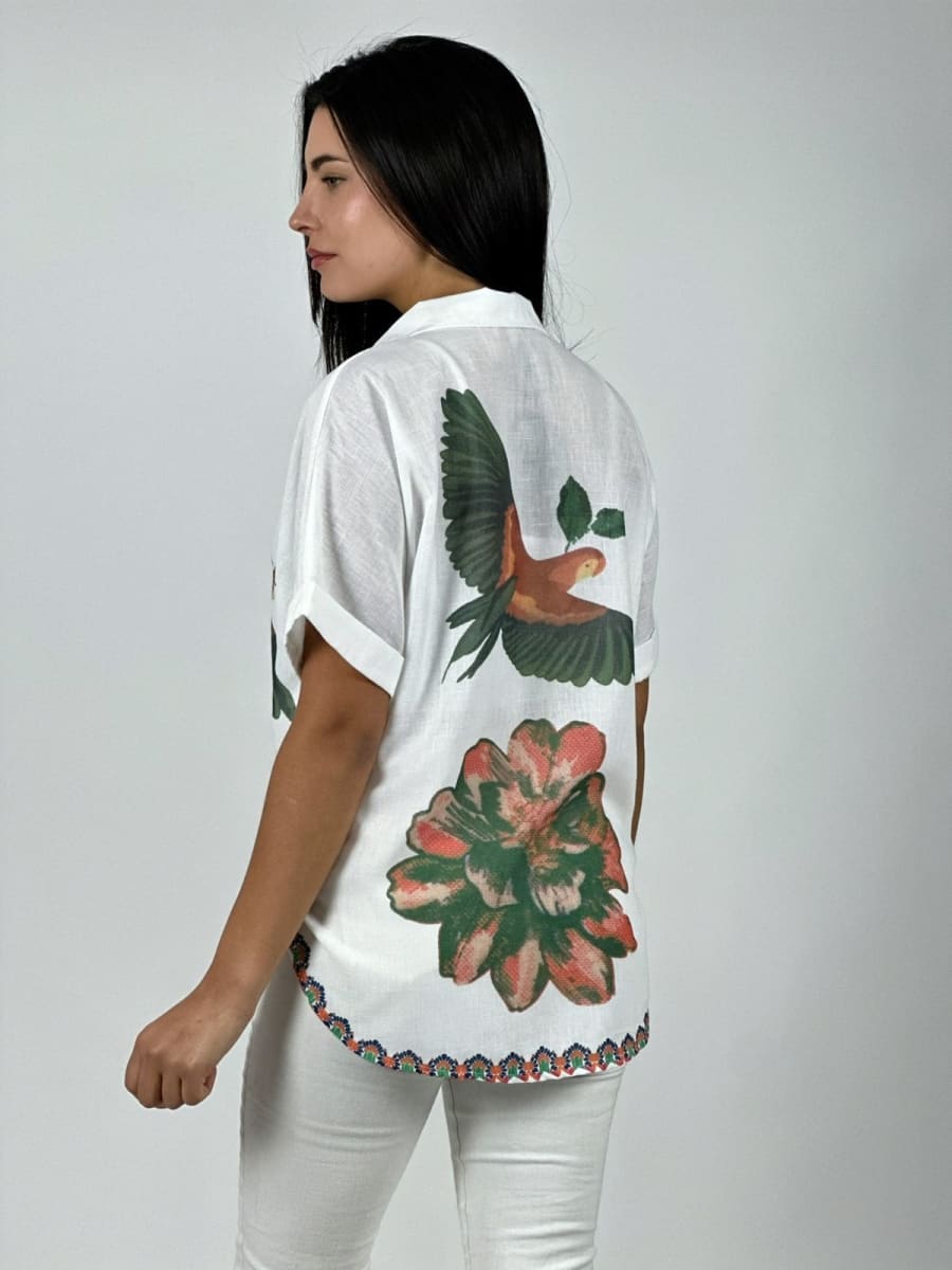 Blusa Lino Guacamayo y Flor A1-98