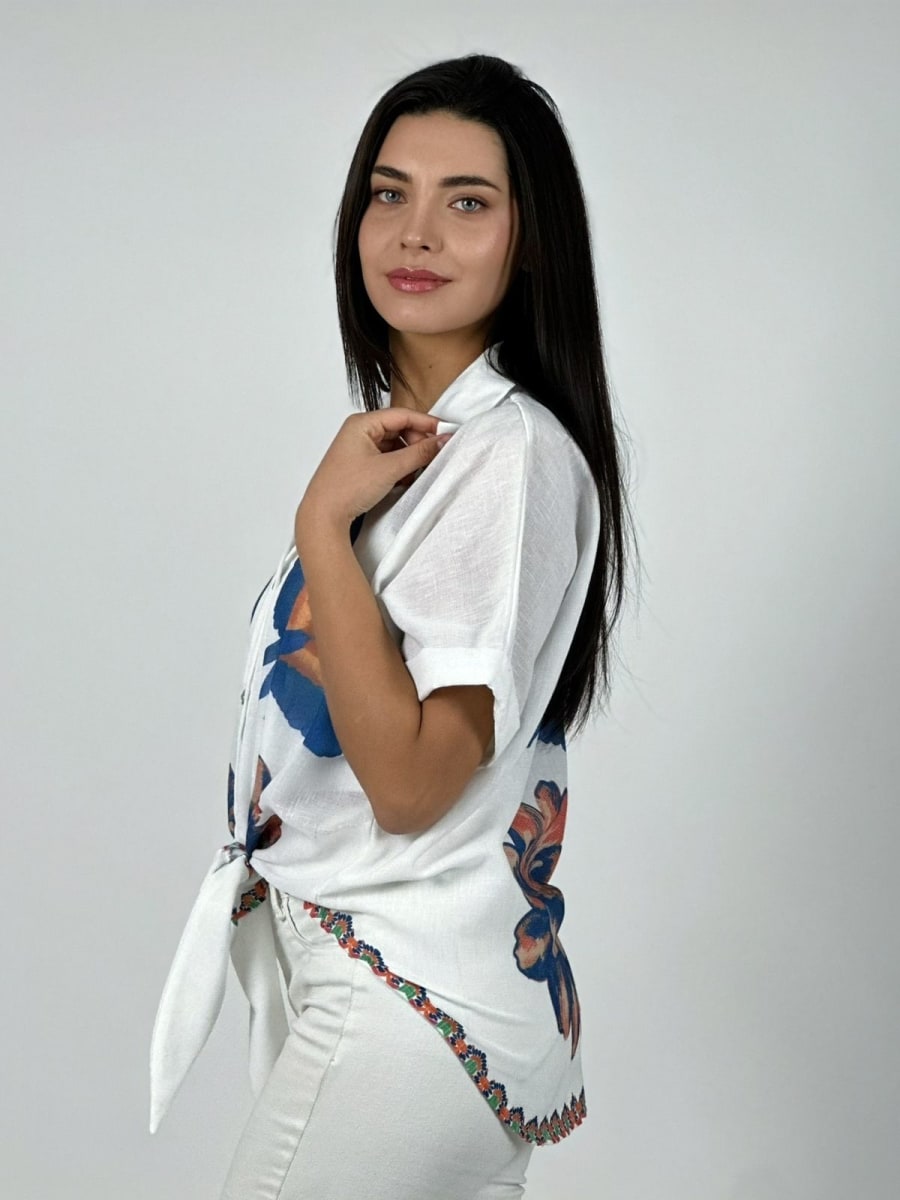 Blusa Lino Guacamayo y Flor A1-92