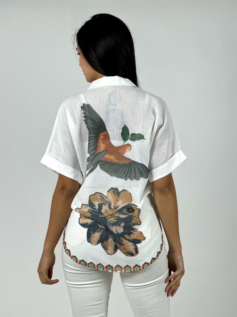 Blusa Lino Guacamayo y Flor A1-910