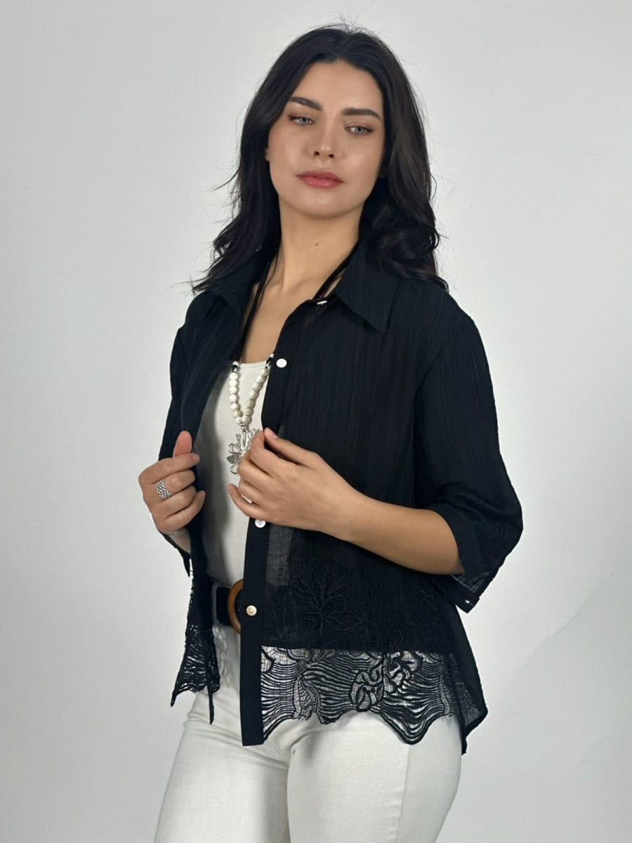 Blusa de Lino con Diseño Broderi A1-153