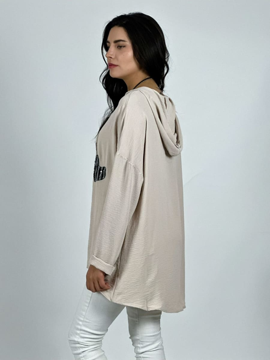 Polera Crepe Triple Corazon Lentejuelas A1-228