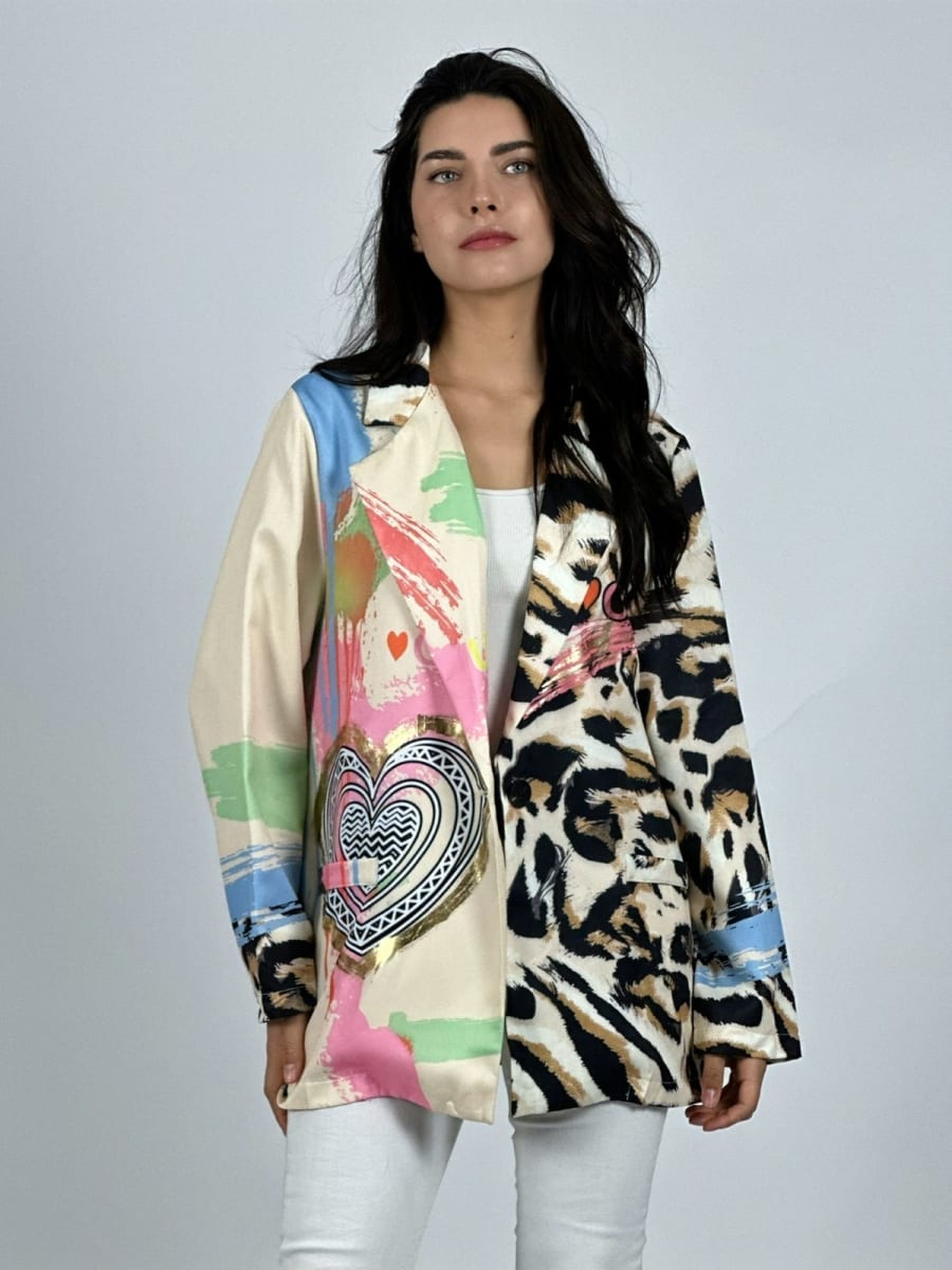 Blazer Mitad print y Corazones A1-28