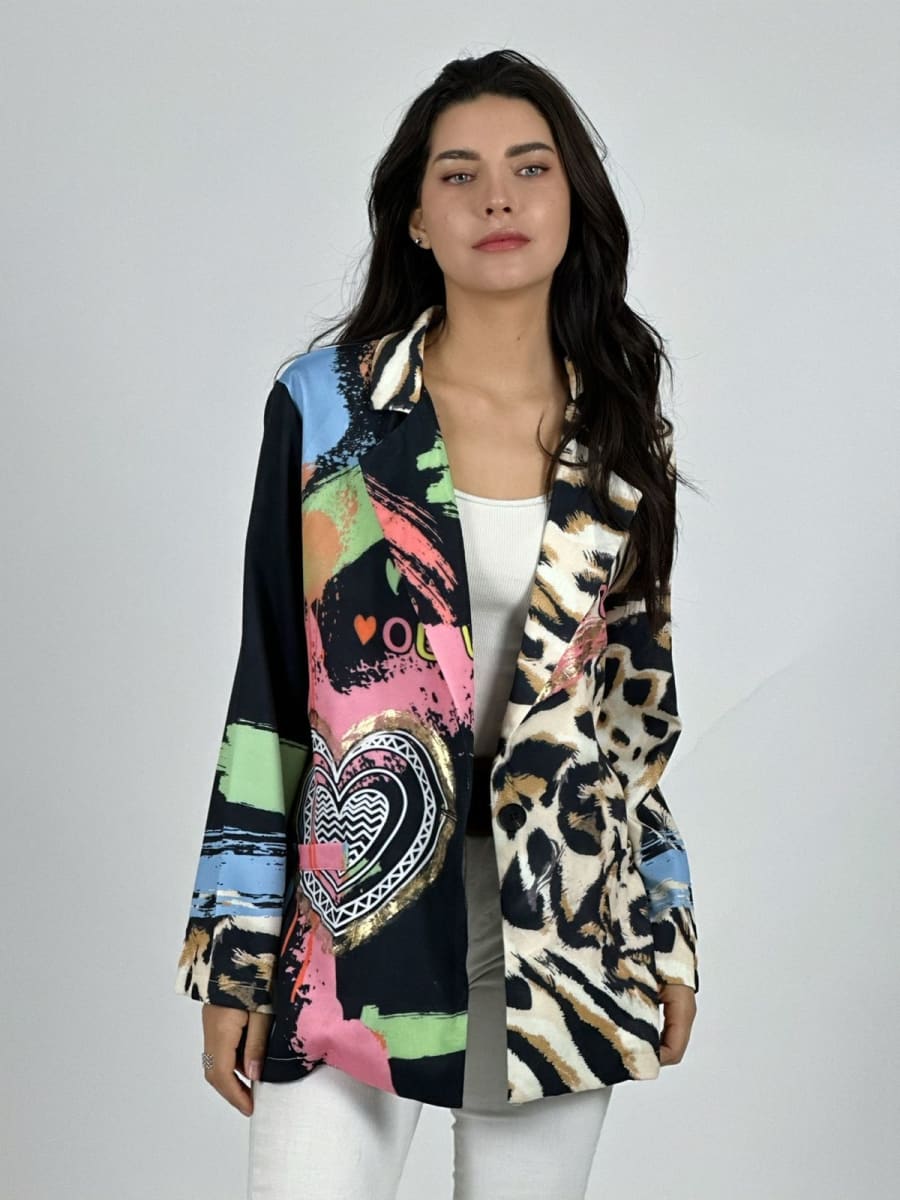 Blazer Mitad print y Corazones A1-24